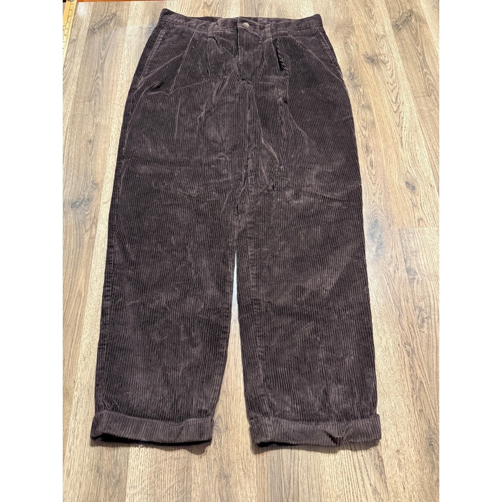 Dockers Pants Mens Size 36x30 Brown Corduroy Khakis Pleated Relaxed Fit Trousers